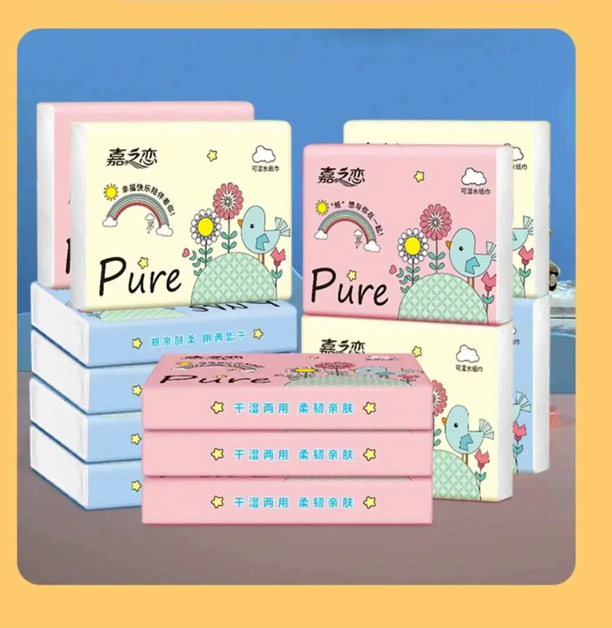 Маленькая упаковка тканей бумаги, портативная, с принтом аниме и мультфильмов, салфетка, туалетная бумага, небольшая упаковка, студенческая версия