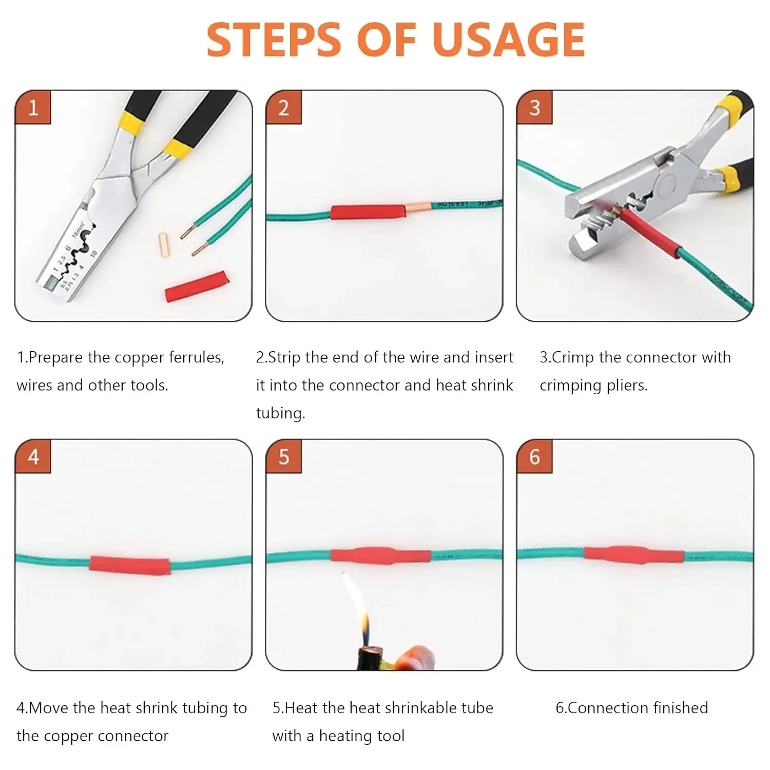 250 قطعة مجموعة حلقات الأسلاك 7 حجم النحاس تجعيد موصل غير معزول الكهربائية بعقب محطة مجموعة متنوعة