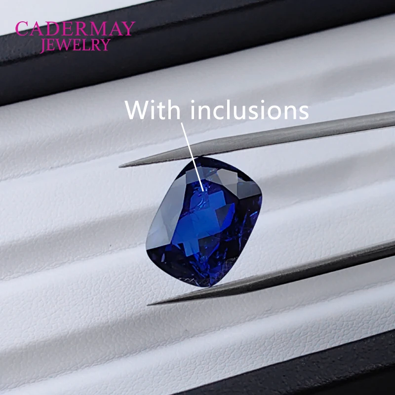 Royal Blue Long Cushion Lab Grown Sapphire Inclusions 4x6mm-12x16mm elongated Cushion Royal Blue Synthetic Sapphire Gemstone