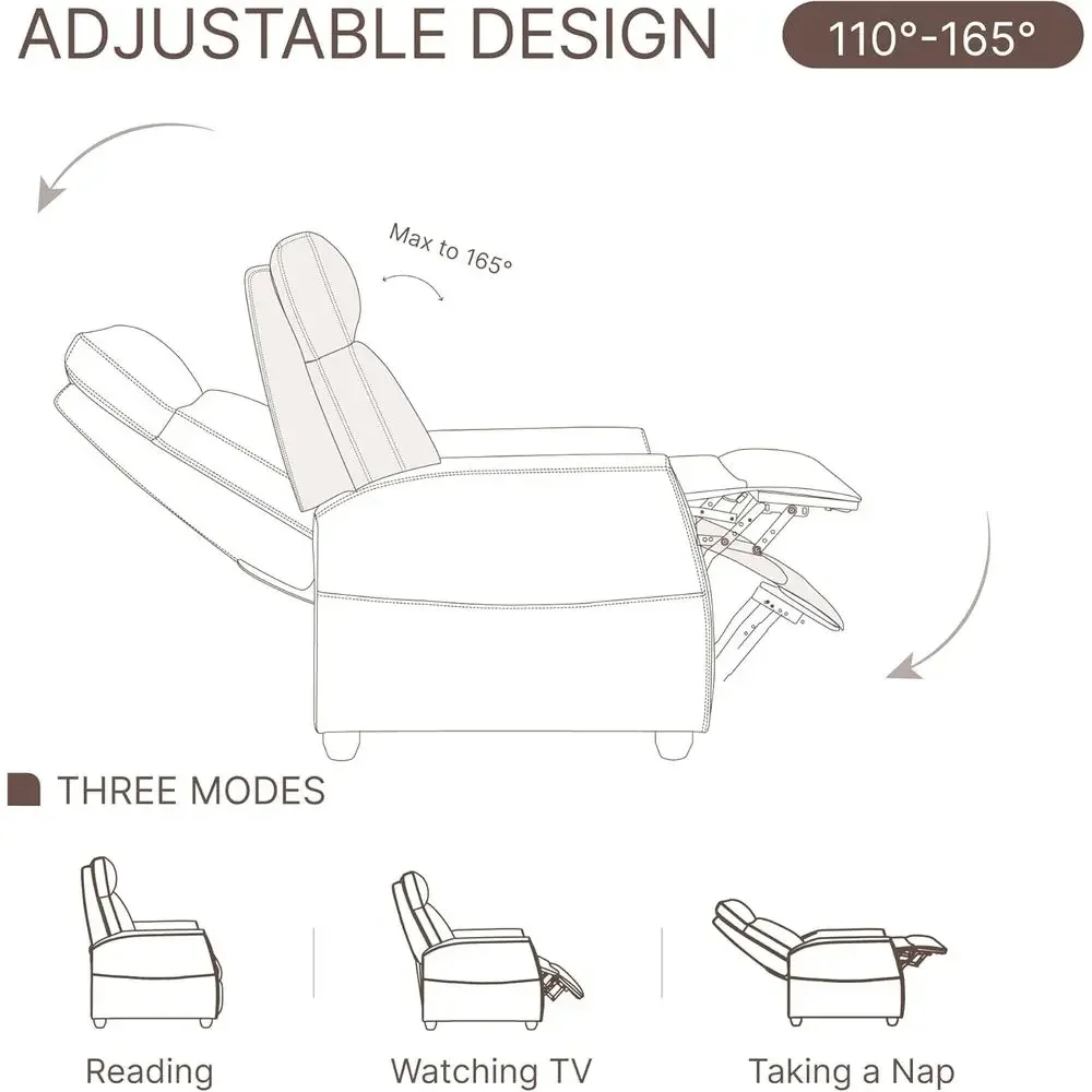 Black PU Leather Home Theater Recliner with Lumbar Support, Massage, Heat, and Vibration image 5