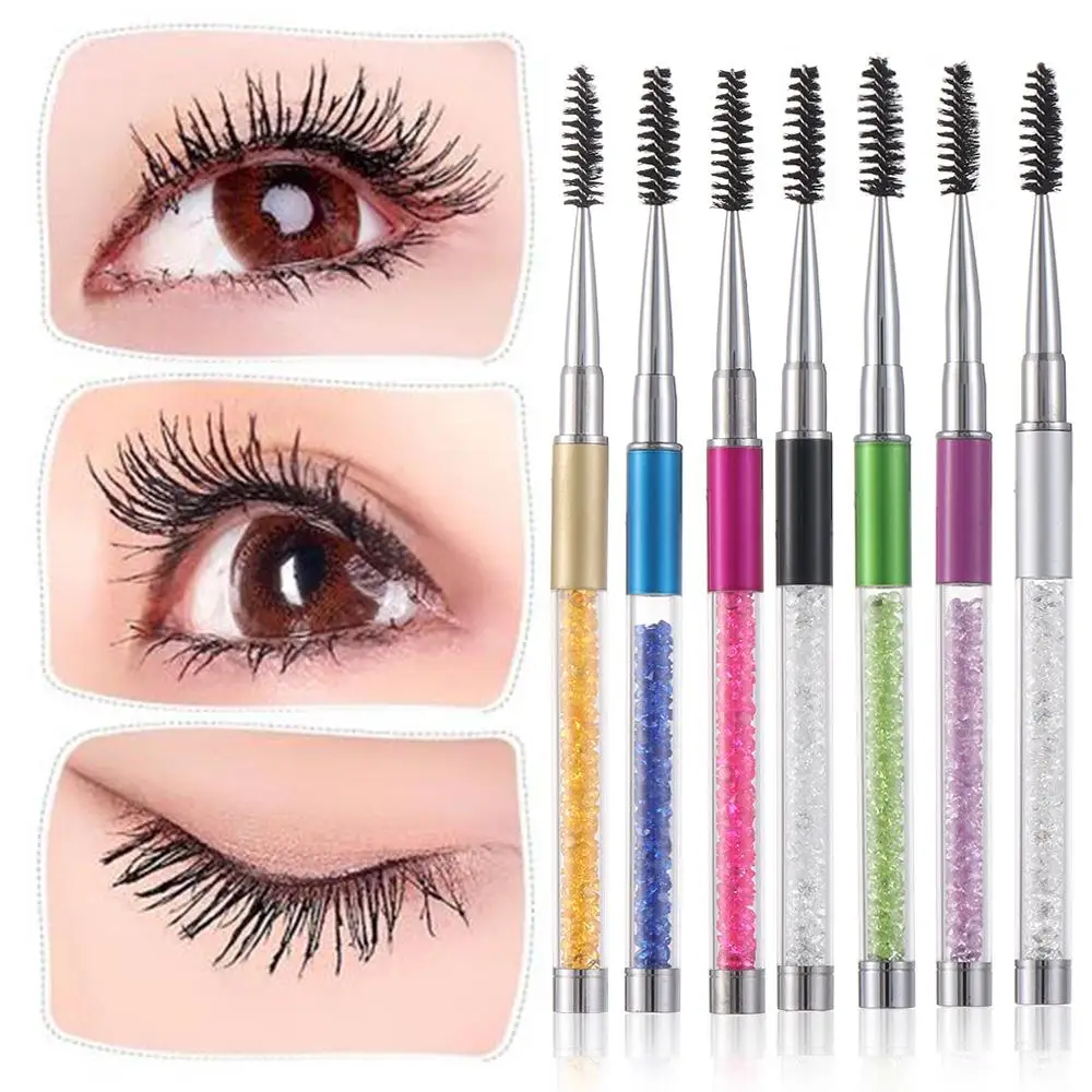 1PC manico con strass pennelli per ciglia pettine per sopracciglia applicatore per Mascara bacchette a spirale strumenti per innesto di estensione della bellezza delle donne