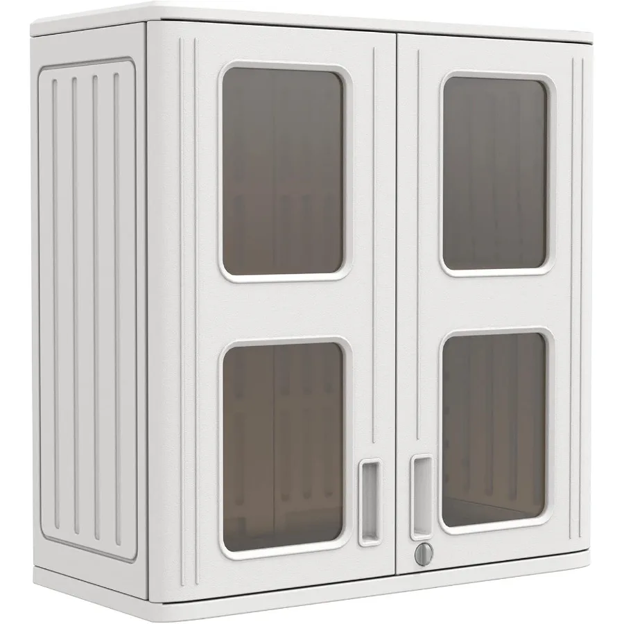 خزانة تخزين خارجية مثبتة على الحائط للمرآب وغرفة الغسيل مع هيكل من الراتنج المقاوم للماء تتضمن أبواب وقابلة للتعديل #1