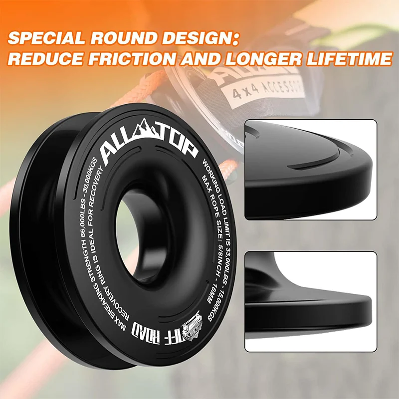 Auto Winch Accessories 4X4 Snatch Winch Rope Ring for Winch Rope Diameter 5mm to 14mm