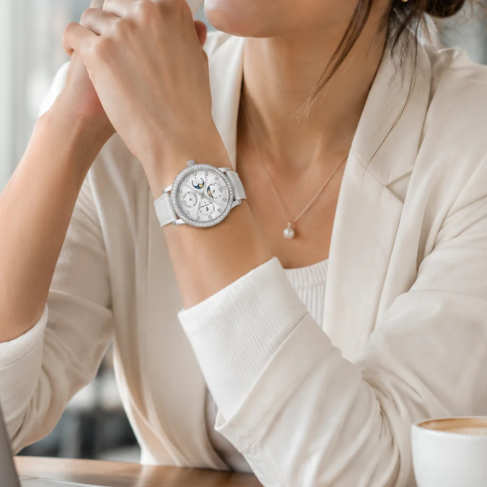 Pagani Design Women's Moonphase Quartz Watch Luxury Sapphire Stainless Steel Casual Business Dress Women's Watch+Gift Box