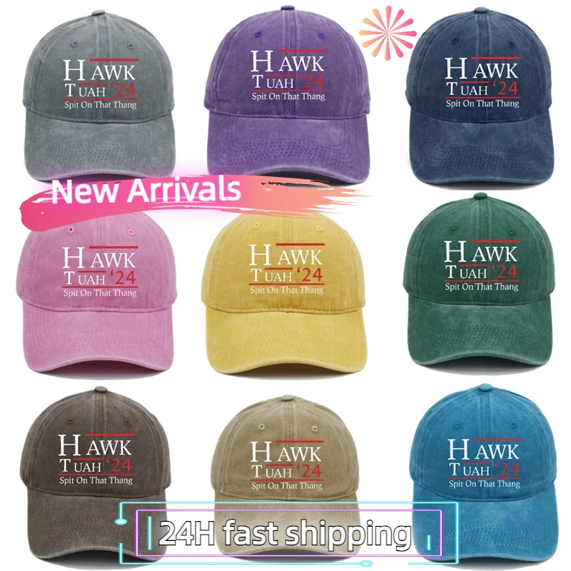 Hawk Tuah Spit On That Thang Printed Washed Baseball Cap For Men Funny Duckbill Cap Fashionable Baseball Cap Balaclava Hat