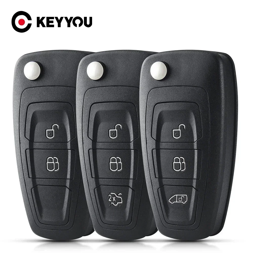 KEYYOU 10PCS Car Remote Key Shell Case 2/3 Buttons For Ford Focus Fiesta 2013 Transit Custom MK8 Cargo Tourneo Custom 2012+