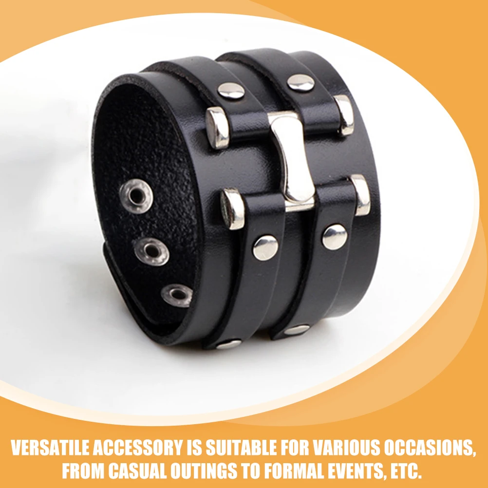 Men Bracelet Vintage Punk Style Wrist Band Fashionable Retro Wristwear Comfortable Fit for Daily Wear Unisex Gift Idea