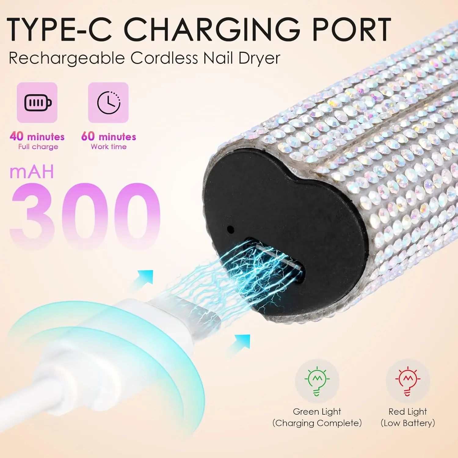 Tragbare kabellose Mini-Nagellampe mit UV-Licht und wiederaufladbarem USB-Blitz, schnell trocknend, für Gel-Nagellack und Nagelkunst