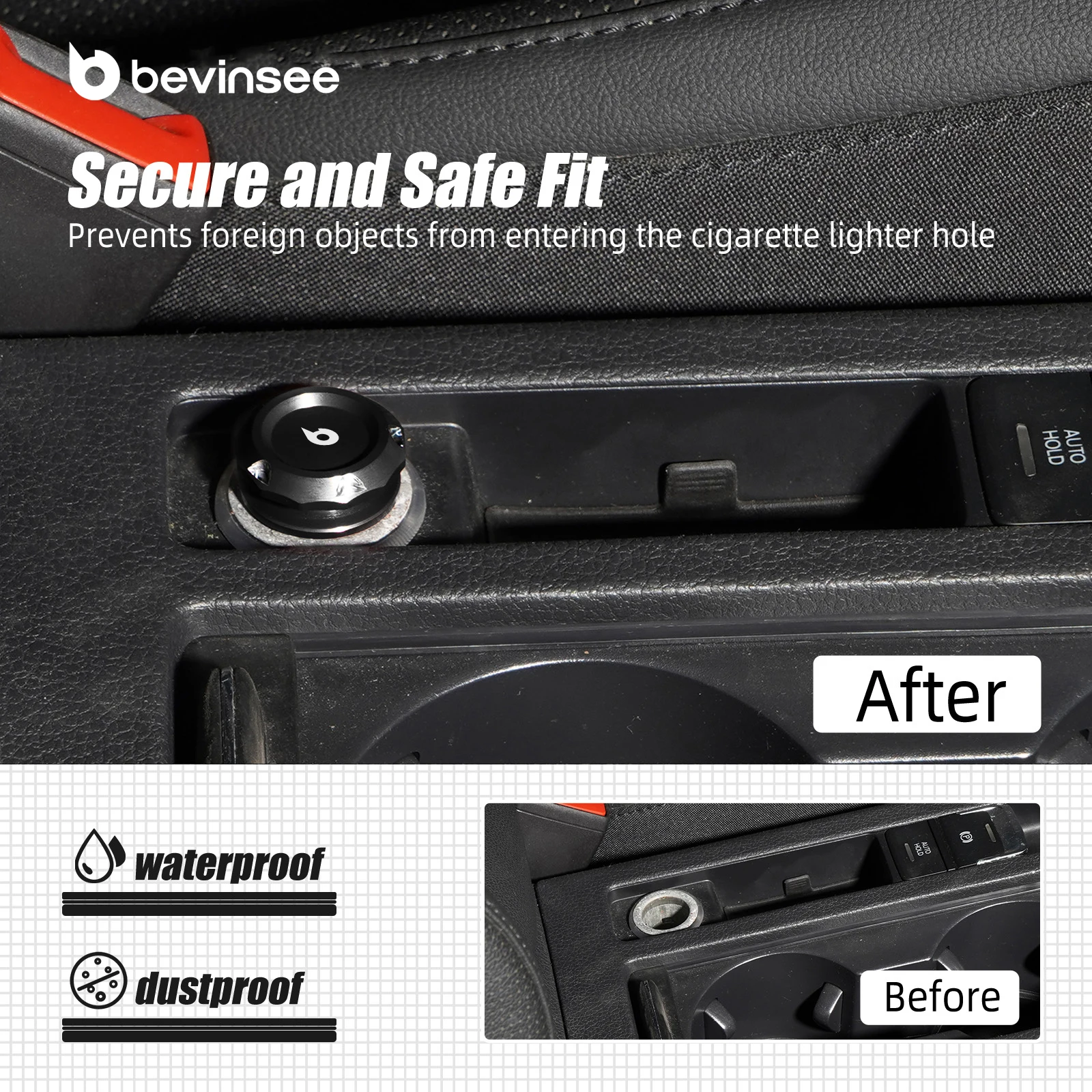 BEVINSEEシガーソケットプラグ アルミニウム製 車内アクセサリー 標準12ボルト電源搭載車両用ユニバーサル