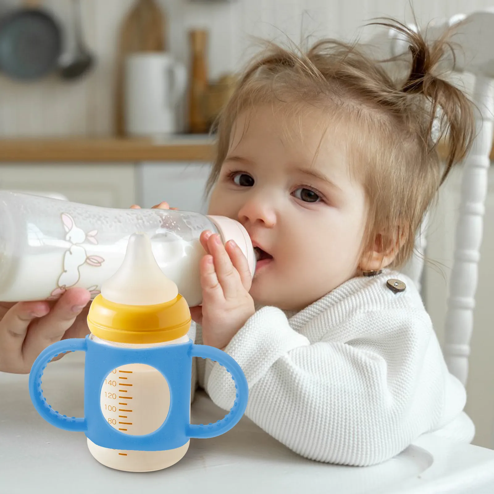

Silicone Baby Bottle Handle Ergonomic Grip for Glass Bottles Anti-Slip Anti-Break Protection Reusable Lightweight Nursing Bottle