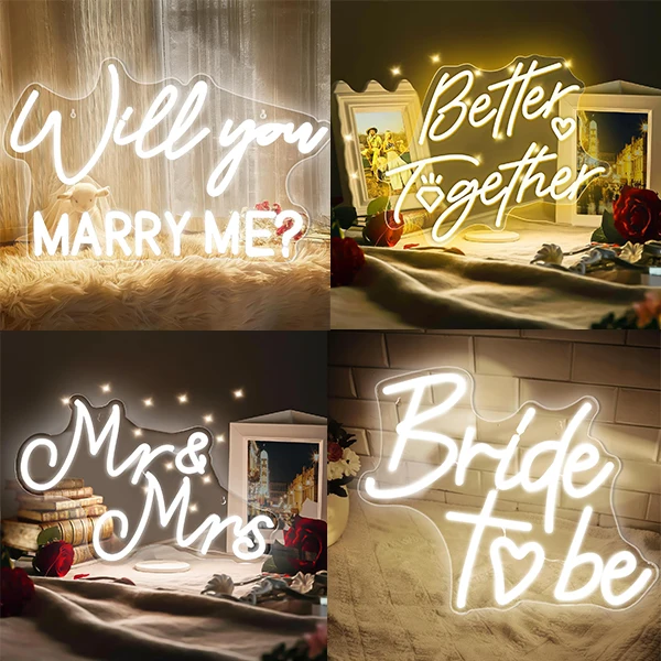 Wedding Propose LED Neon Light Signs Wall Art Decor Bar Bedroom Party Birthday Engagement Gift Anniversary Bridal Shower Custom