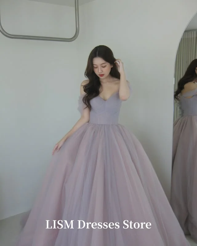 LISM Paars Schouderafhangend Sweetheart Korea Avondjurken Fotoshoot Zacht Tule Galajurken Aanpassen Innov Fore), Korsetten Terug