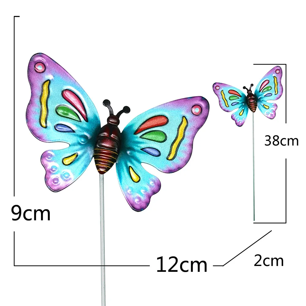 4PCS Brand New Office Patio Butterflies Stakes Butterflies Stakes Handicraft Hangings Home Décor Metal Stake Decor
