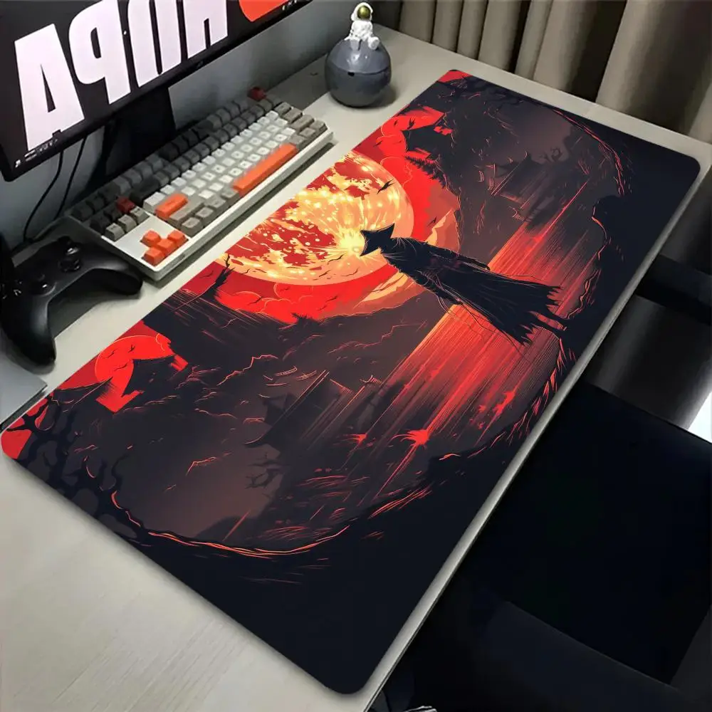 

Большой игровой коврик для мыши XXL, крутой тематический дизайн с подсветкой Red Moon, нескользящая резиновая основа, коврик для стола для ноутбука, игровые аксессуары