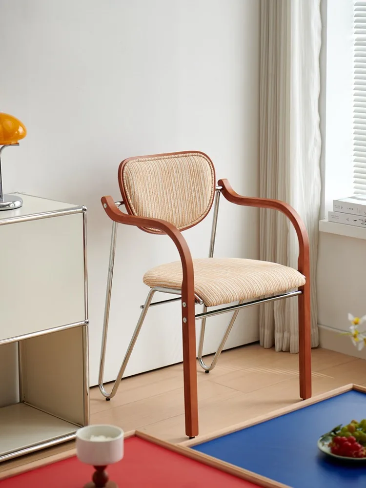 Vintage Dining Chairs Solid Wood Soft Pack Armchairs,Office Backrest Stool,Home Living Room,Bedroom,Makeup Chairs Furniture