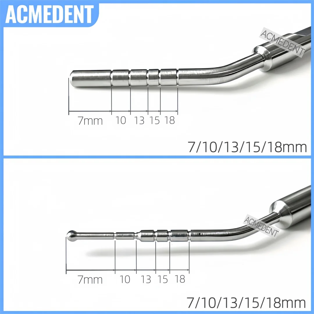 Dental Implant Hole Depth Gauge Double Headed Abutment Height Measuring Ruler Probe Tool mm Marking Stainless Steel 7-18mm