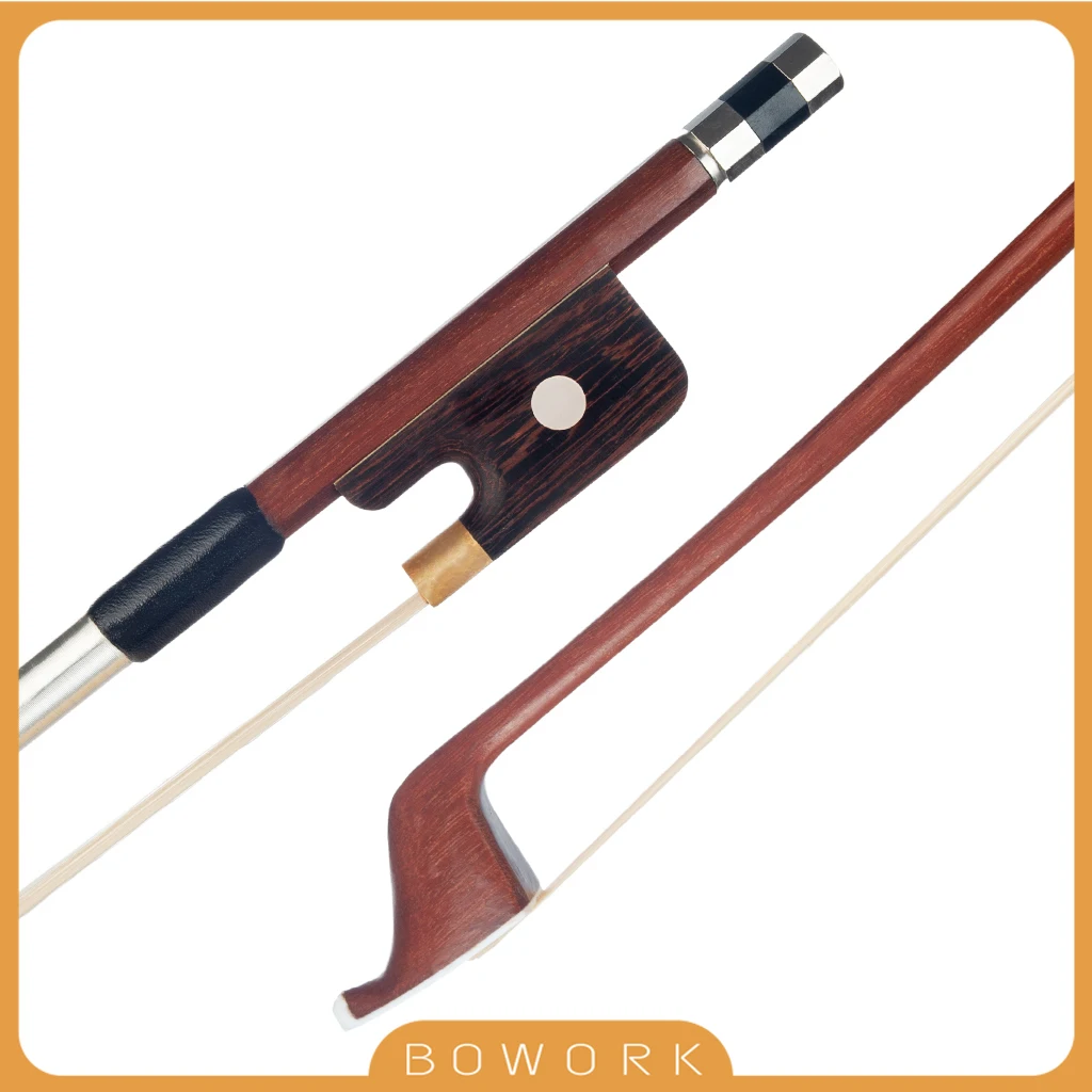 

French Style Brazilwood Arch 1/4 Violin Bass Bow For 1/4 Size Upright Double Bass Bow White Mongolia Horsehair Parisian Eye Frog