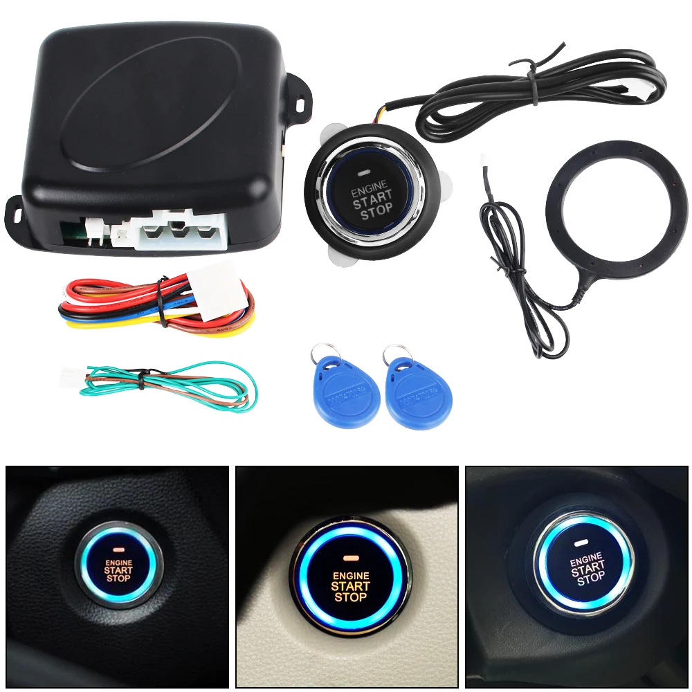 

Entry Ignition Starter Switch Car Alarm 12V Engine Push Button One Start Stop Button Keyless Entry Starter Antitheft System