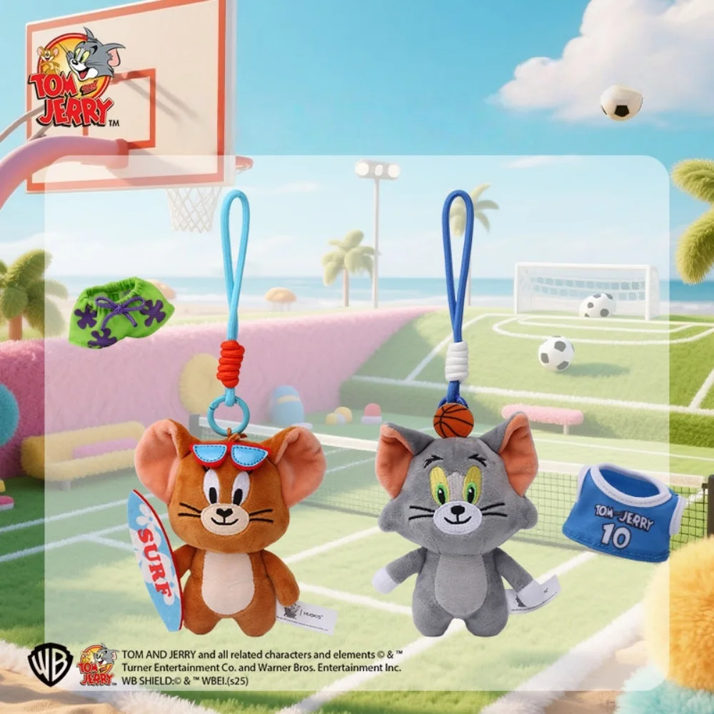 Genuine Tom and Jerry Plush Keychain Sports Series Bag Ornaments Decoration Stuffed Doll Toy Desktop Doll Ornament Girls Gifts
