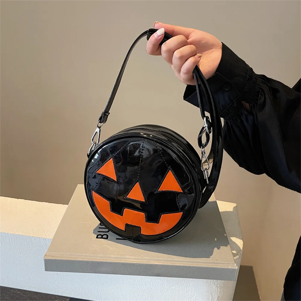 Pumpkin Crossbody Bag for Women Halloween Devil Shoulder Bag Female Creative Gift Halloween Bag PU Leather Demon Messenger Bag