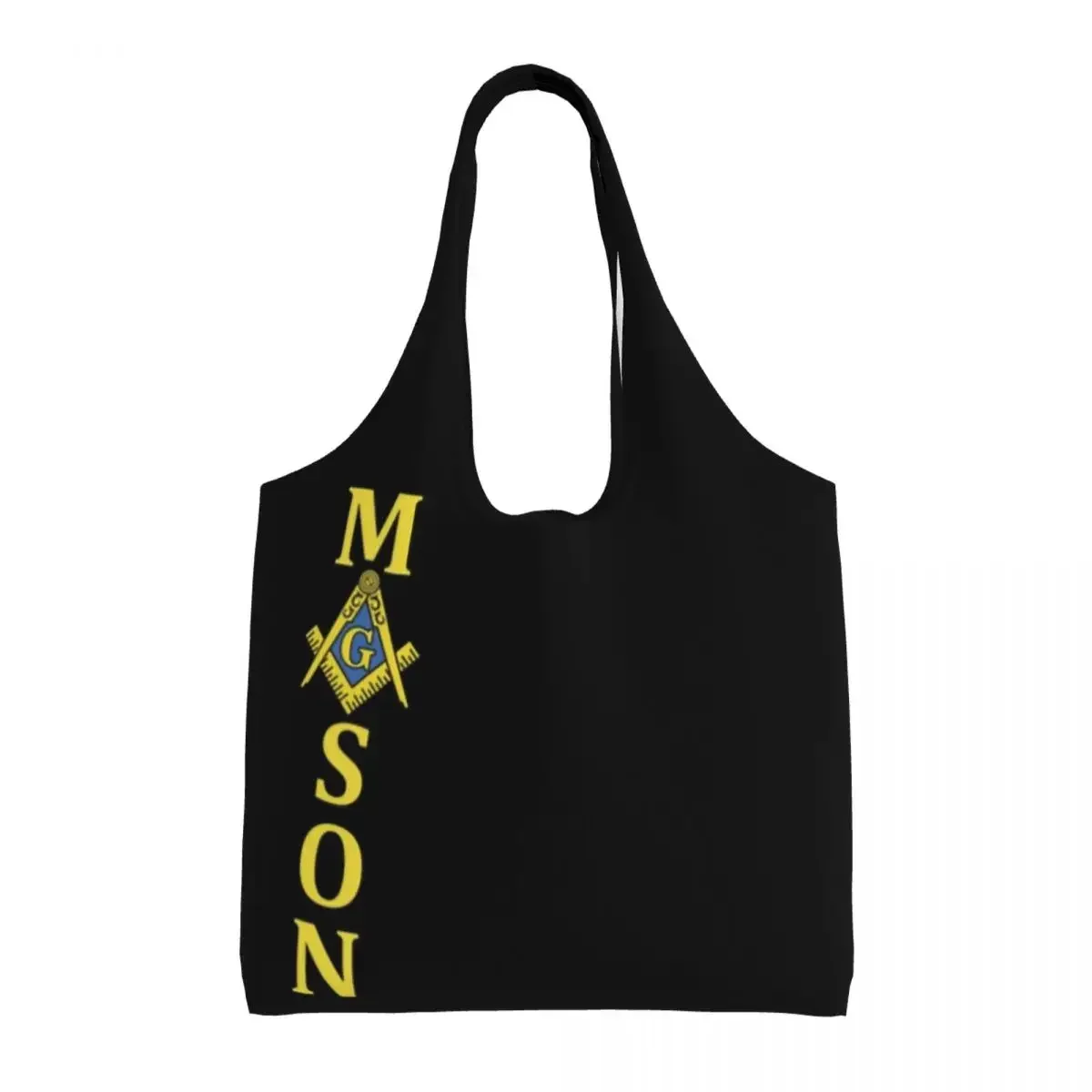 Reusable Freemason Mason Shopping Bag Women Canvas Shoulder Tote  Durable Masonic Freemasonry Groceries Shopper  s Handbag