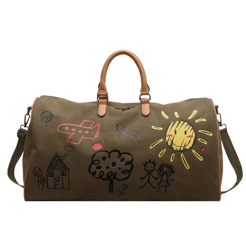 Casual Cartoon Doodle Large Capacity Travel Bags Designer Classic Style Cute Super Cool Crossbody Bags for Women 2024 Hot Sale