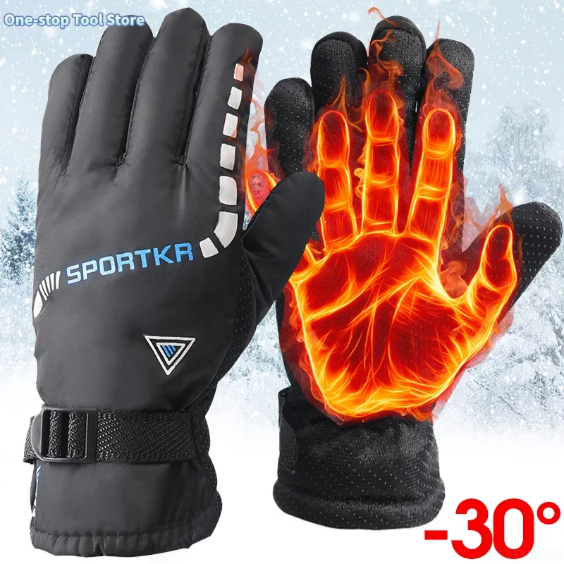 Gants de cyclisme d'hiver pour hommes, imperméables, pour l'extérieur, ski, équitation, randonnée, moto, mitaines chaudes, unisexe, gants de Sport thermiques