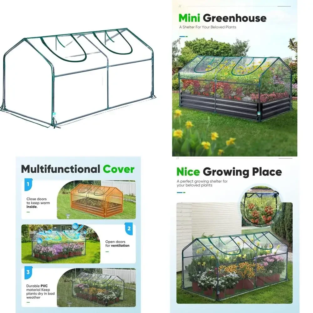 

Компактная настольная теплица для выращивания рассады в помещении или на улице, с защитой от УФ-излучения, прозрачное ПВХ-покрытие 71x36x36 см