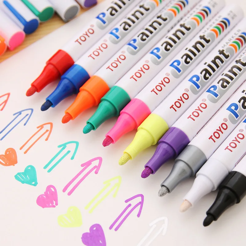 1pc Waterproof Color Markers Durable White Markers Pneumatic Markers Rubber Fabric Metal Paint Permanent Face Paint Marker Pen