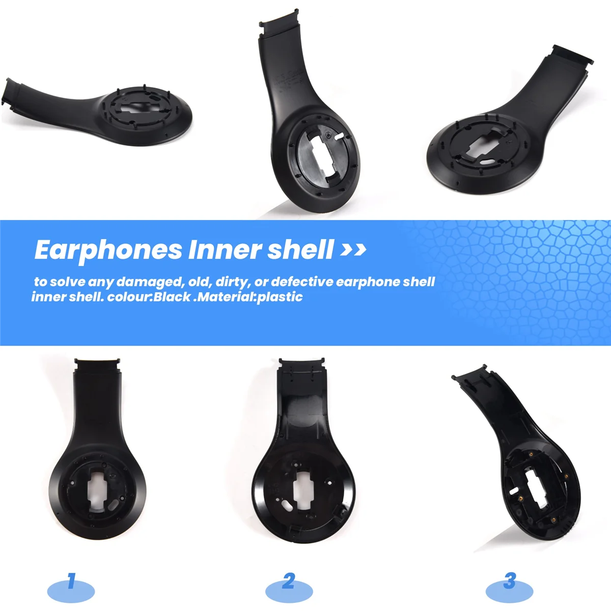 HOT 1 Pair Earphone Inner Shell Replacement for Beats Studio 3.0 Wireless Headphones Repair Parts Black