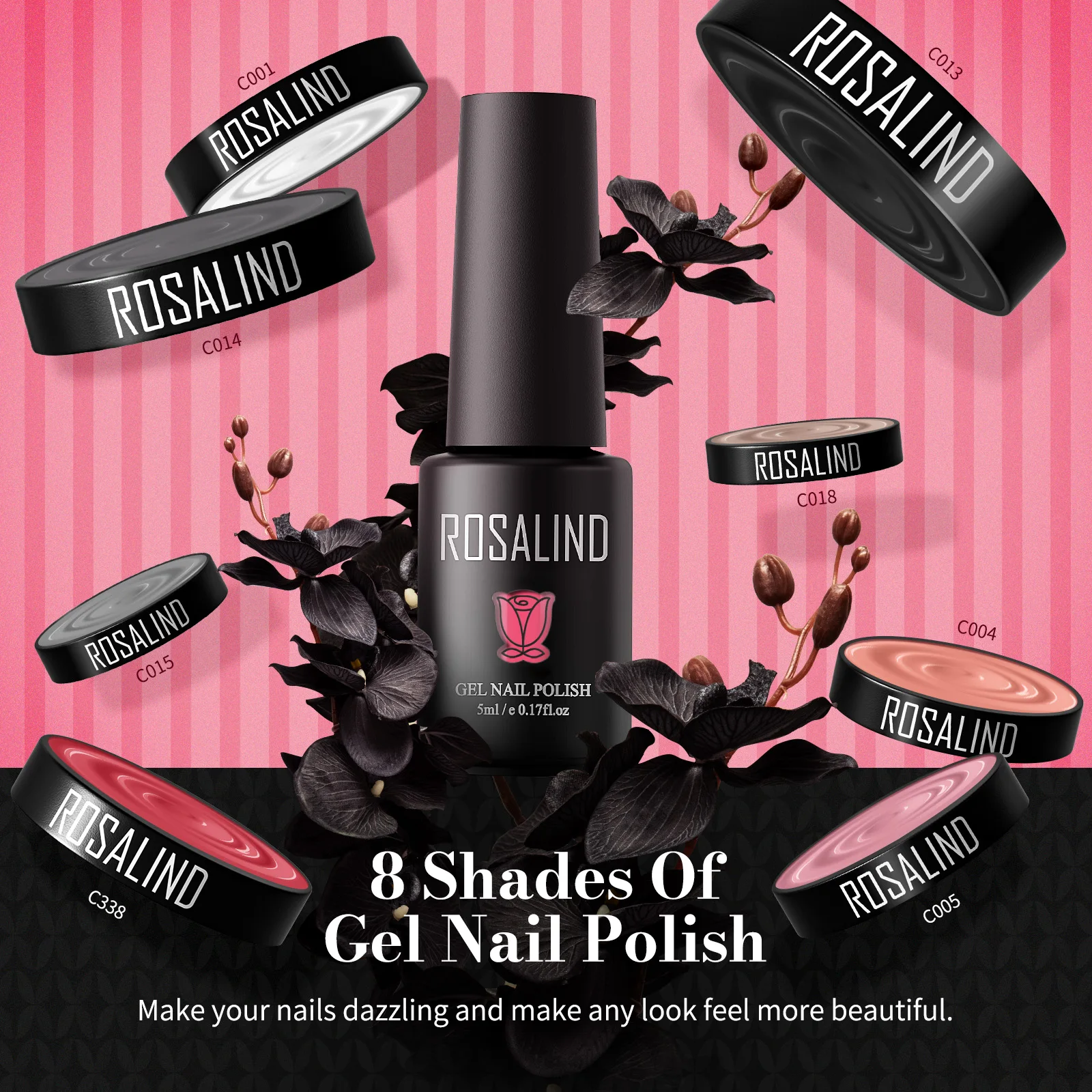 ROSALIND 5ml vernis à ongles Gel couleur ensemble Gel vernis Kits vernis à ongles hybride Semi Permanent UV/Led Cure 8/12/20 pièces boîte Kits