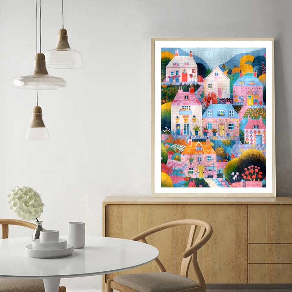 5D DIY Landschaft Diamant Malerei Garten Stadt voller Diamant Mosaik Stickerei Stadt Landschaft Kreuzstich Set Kunst Home Dekoration – Detail 7