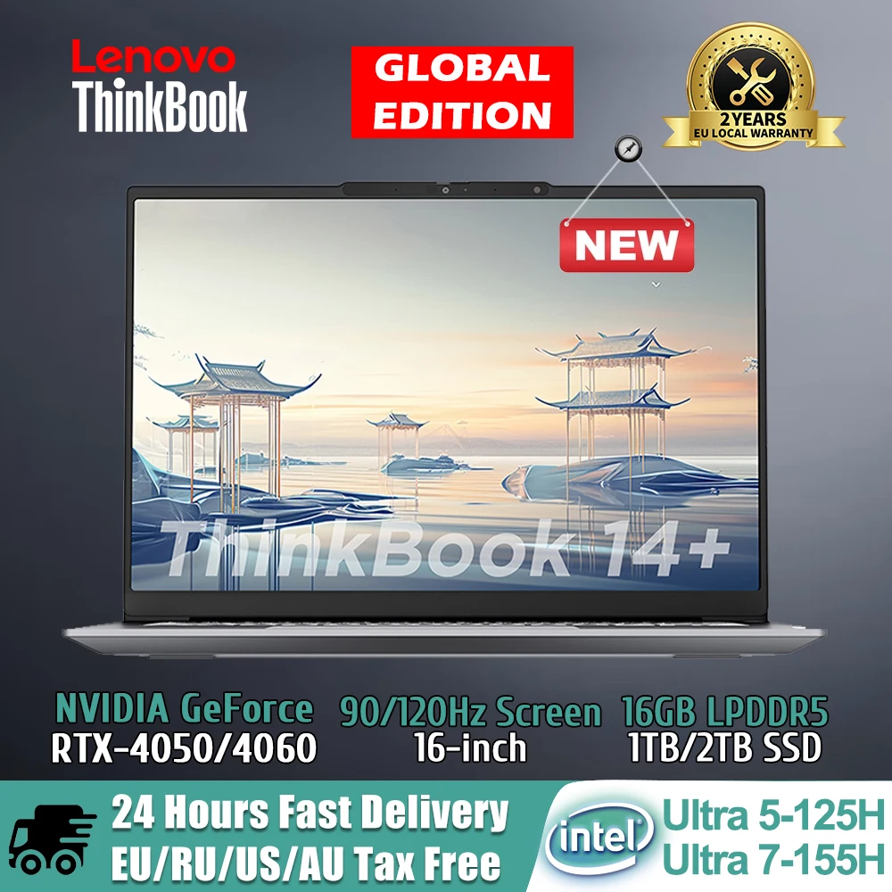 Lenovo ThinkBook 14+ 2024 AI laptop Core Evo Ultra 5 Intel Arc /RTX4050 Graphics 16GB/32GB LPDDR5X 1T SSD 14.5-inch Notebook PC