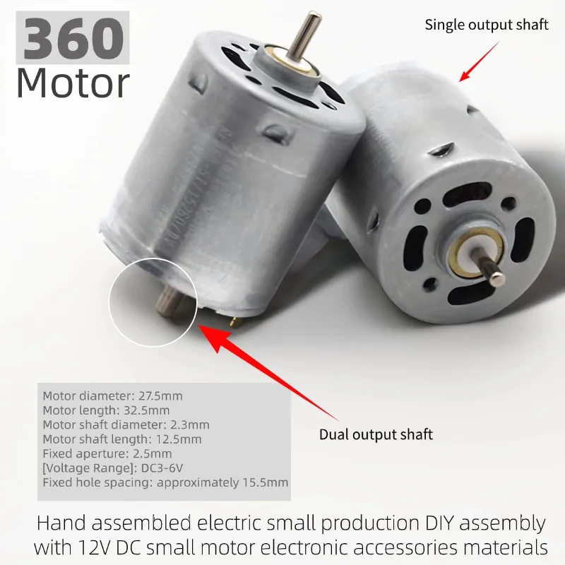 

Двигатель постоянного тока 360 390 с одним валом с двойной резьбой для электрических игрушек своими руками, научных моделей, электронных деталей для сборки поделок