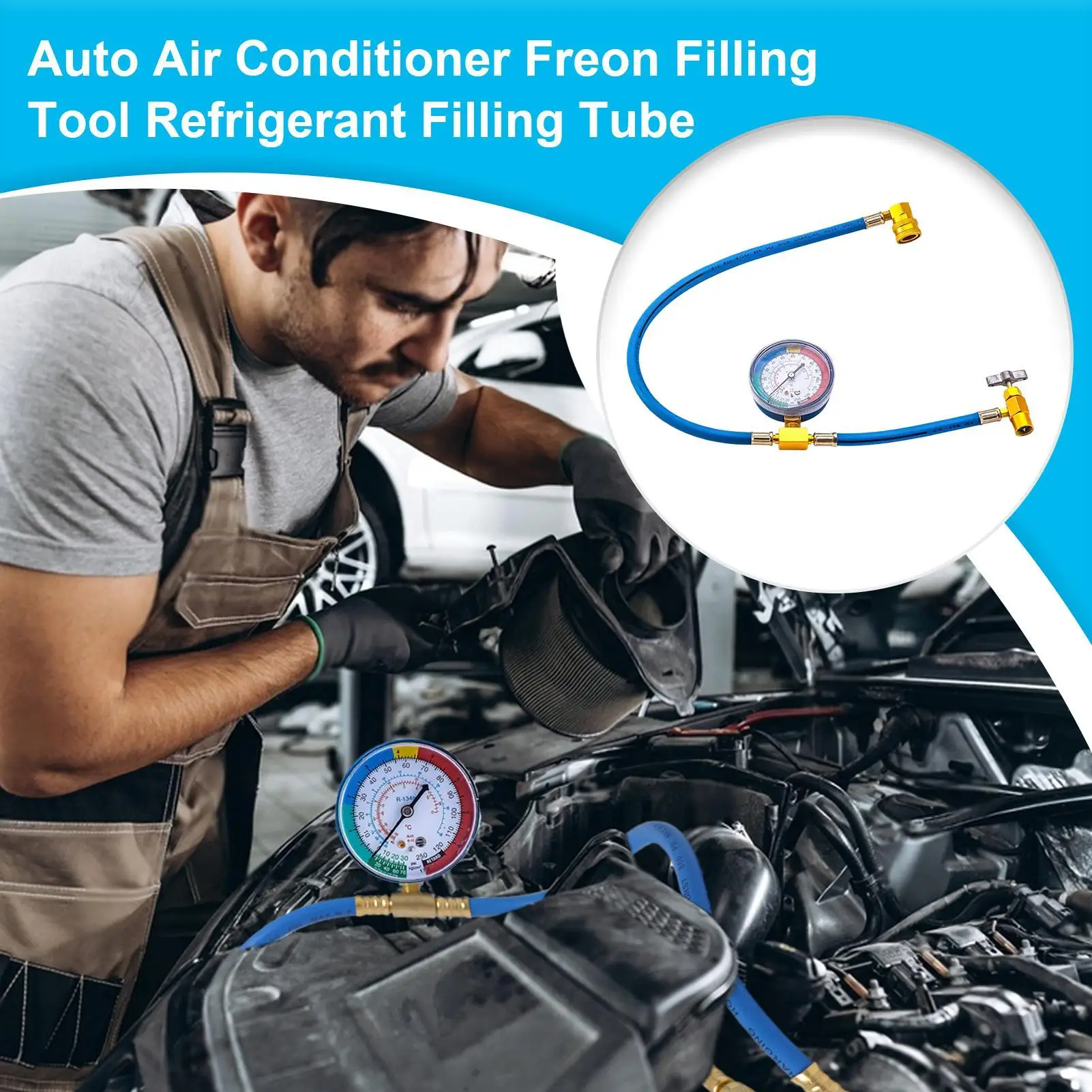 

Автомобильный шланг для заправки хладагента переменного тока R134A с манометрами, автомобильный кондиционер, резиновый шланг для заправки холодильного оборудования