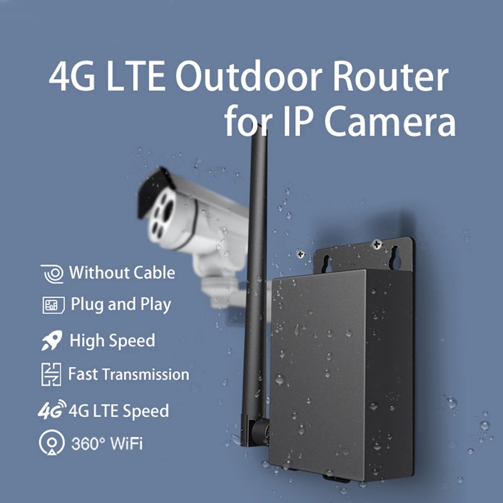 Outdoor 4G LTE WiFi Router with Sim Card Slot Waterproof Wireless CPE RJ45 Port Supply Power for IP Camera