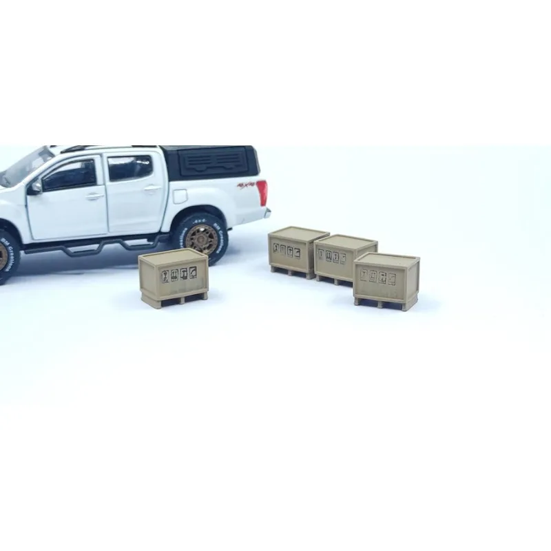 4{PCS 1/64 Wooden Crate 1/87 HO Simulation Cargo Box Wooden Frame Box Transportation Cargo Train Model Scene