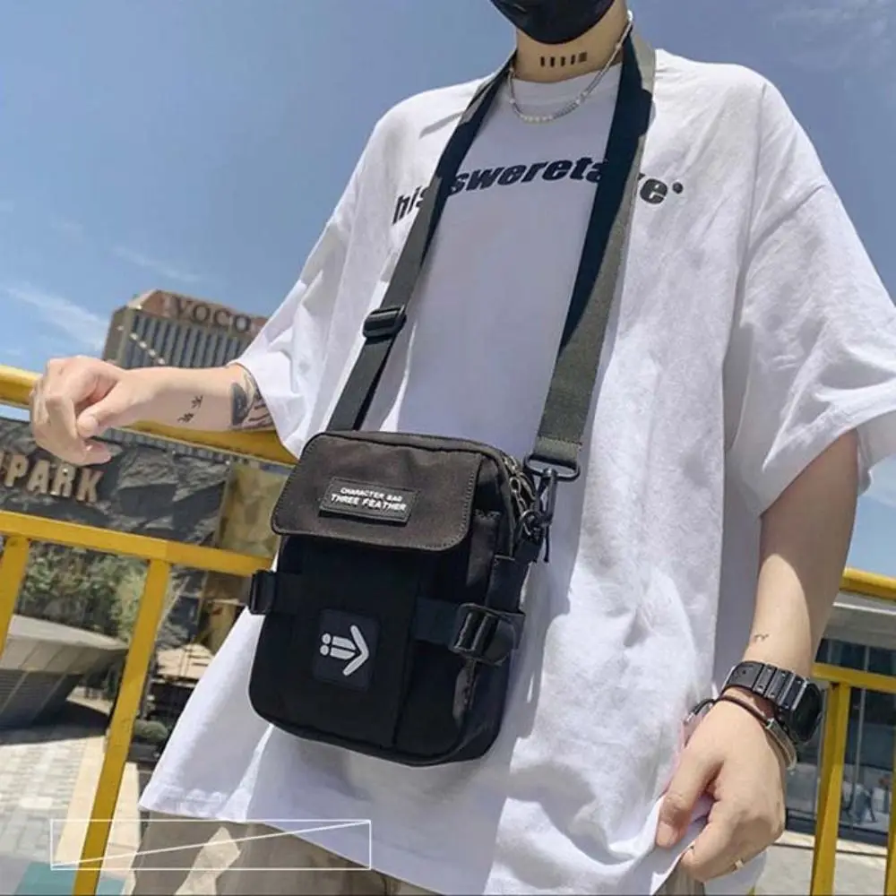 

Simple Large Capacity Men's Shoulder Bag Korean Adjustable Oxford Cloth Bag Solid Storage Chest Bag Youth
