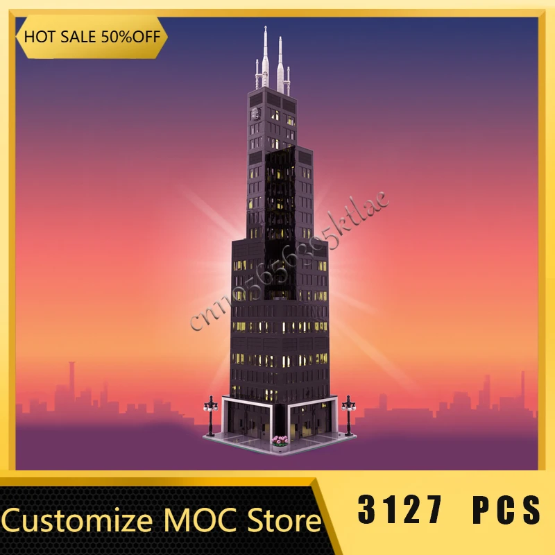 

3146 PCS City Street Scene Modular Sears Tower Model Building Block Bricks DIY Creative Assembly Educational Toy Birthday Gifts