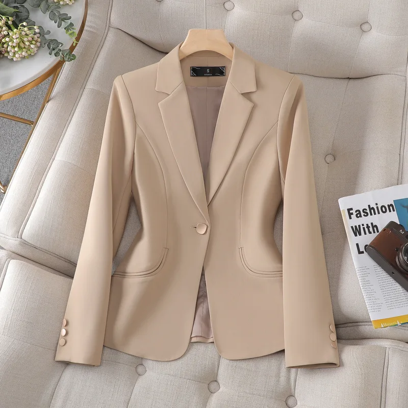 

Khaki Suit Jacket for Women2024Spring and Autumn New High Sense Small Temperament Slim Casual Suit Top