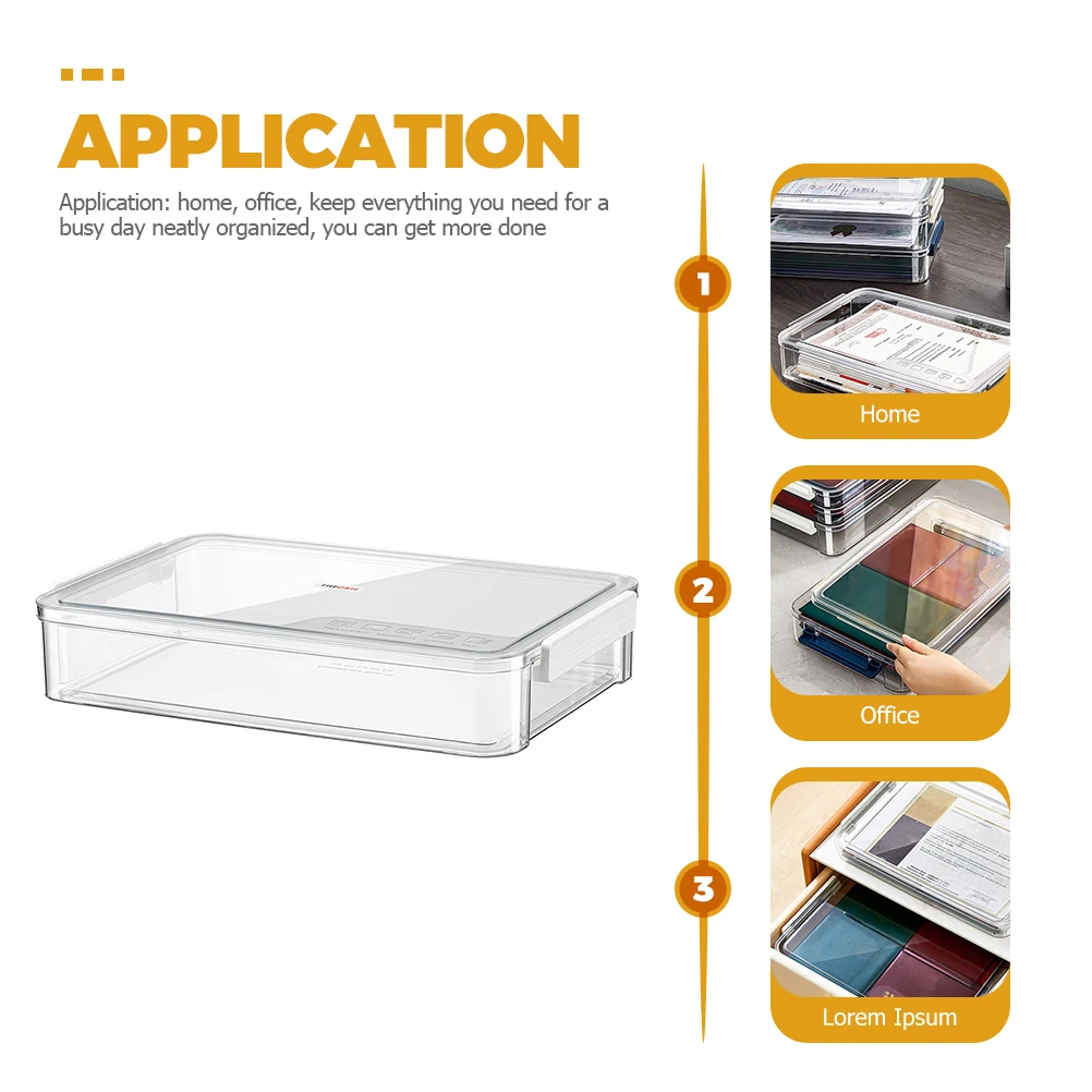 

Clear Stackable Storage Box Document Organizer Case Pet Abs Material Desktop Cabinet Snap-Tight Buckle Easy Open File Document