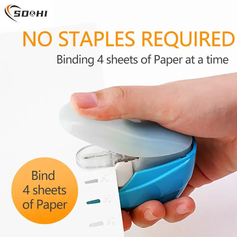 1PC Portable Stapleless Stapler Book Paper Stapler Safe No Staples Stapler DIY Paper Binding School Office Supplies