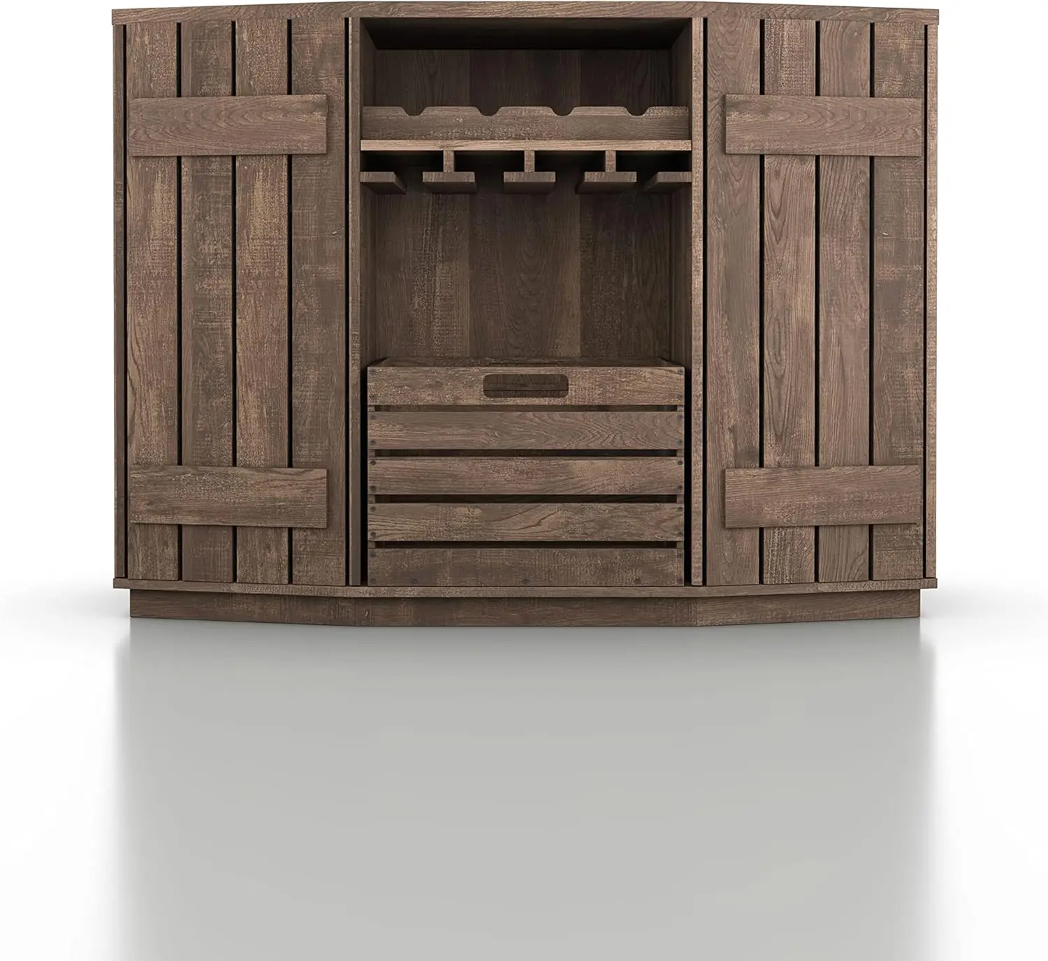 Side Cabinets, 3 Shelves 48 in. Buffet with Removable Crate and Four Bottles Wine Rack