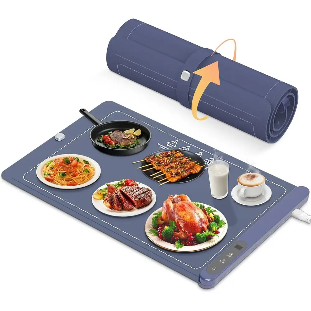 

Греющий коврик, подогреватель для посуды, универсальный нагревательный коврик, 500 Вт, графеновый нагрев, 6 уровней регулировки температуры и таймер, складной для хранения