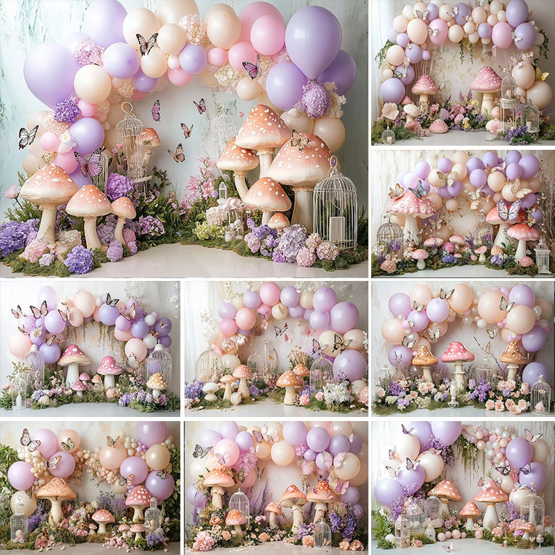 

LS Fairy House Door And Butterfly Backdrops Kids Girl Birthday Cake Smash Photography Child Baby Photocall Wonderland Background