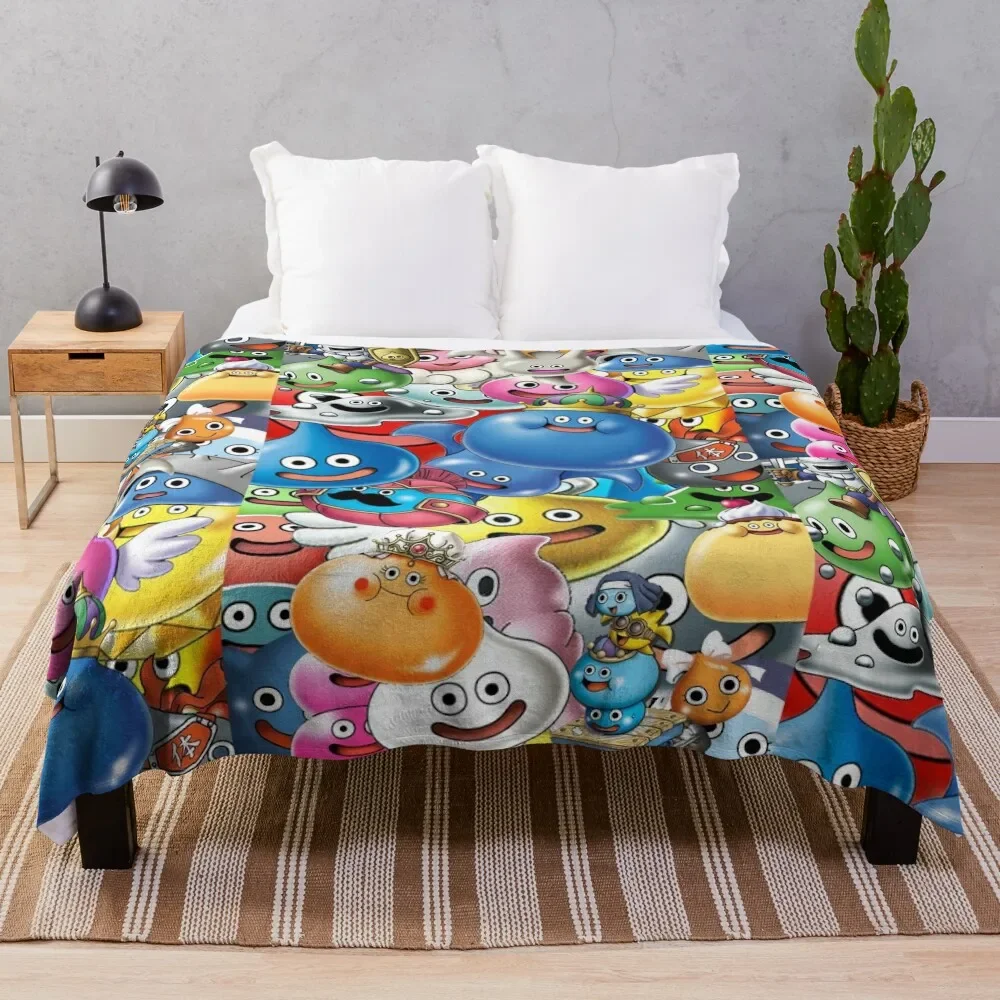 

Dragon Quest Slimes Throw Blanket Soft Plaid For Baby Hairy Retros Blankets