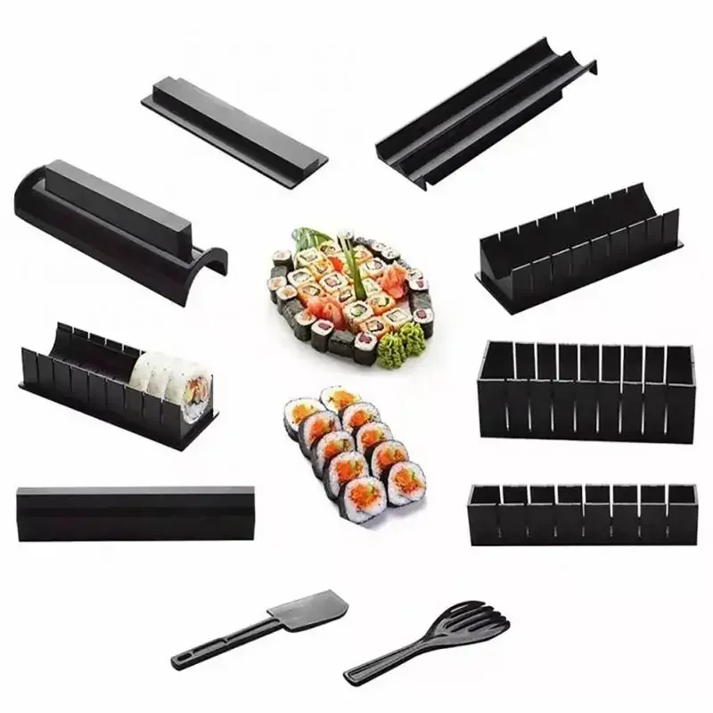 

3 Pcs DIY Sushi Maker Set Machine Seaweed Rice Rolls Mold Roller Kit Vegetable Meat Rolling Tool Rice Ball Moulds Kitchen Tool