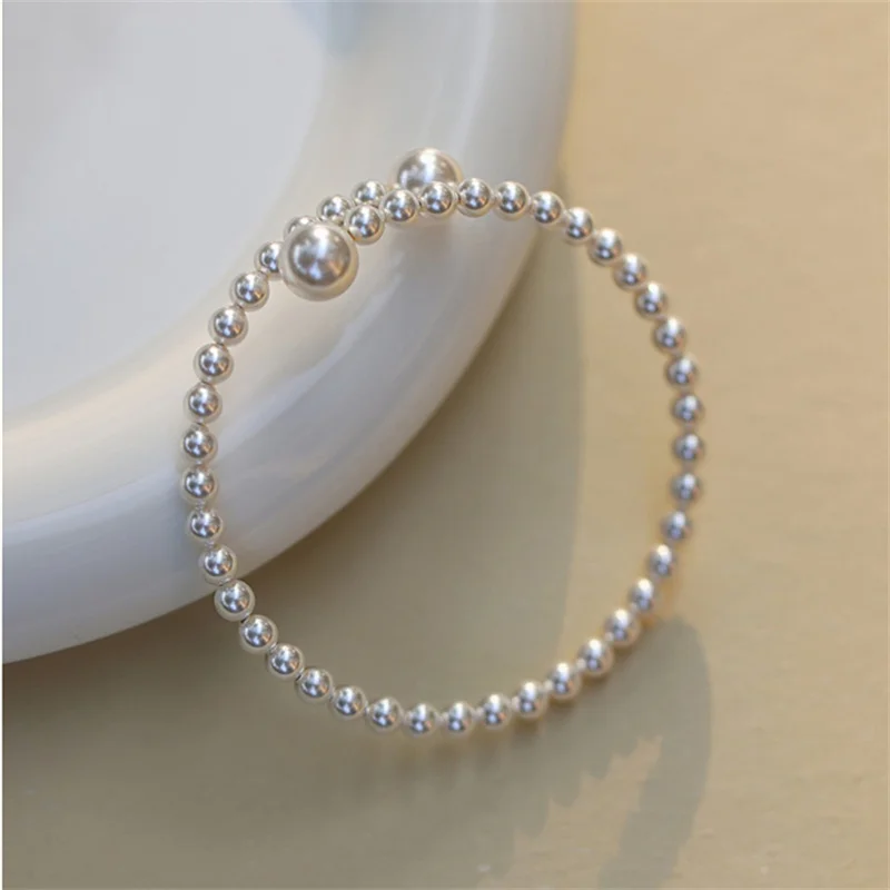 Classic Imitation Pearl Bangles Bracelet Stretchable Elastic Beads Bracelets For Women Bridal Wedding Handmade Jewelry Gifts