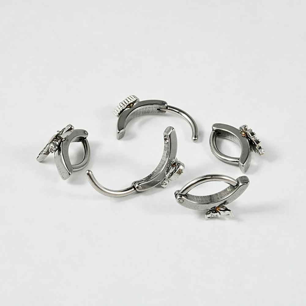 1PC 316L Stainless Steel Skull&Butterfly CZ Belly Button Ring Reverse Curved Classic Style Snap Belly Piercing Body Jewelry