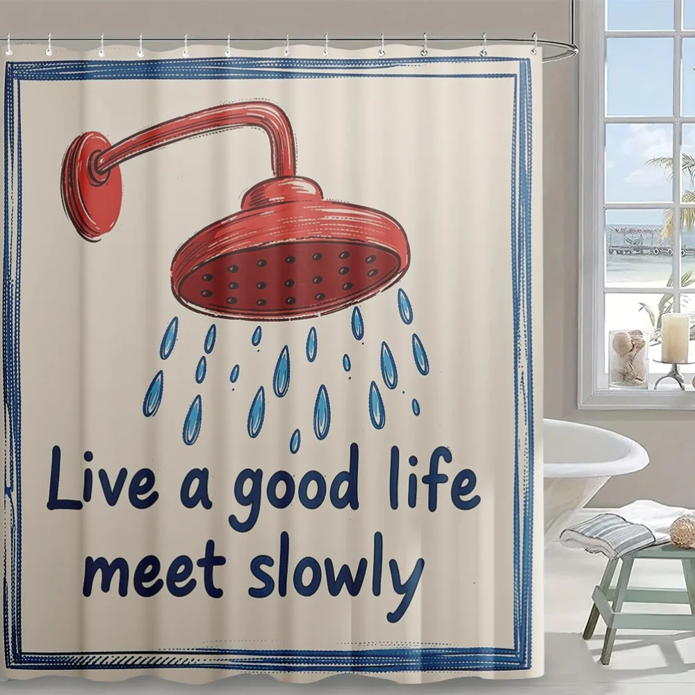 Funny Shower Curtain Live a Good Life Meet Slowly Bathroom Decor Novelty Shower Curtain for Home Bathroom Accessories